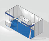 Two booths/one side open plan