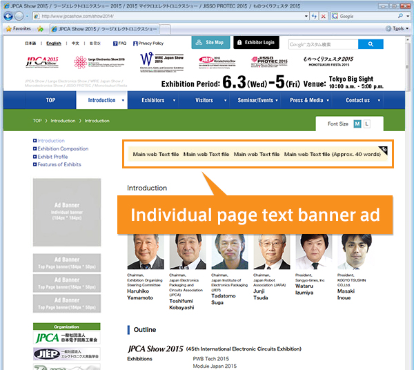 Individual page text banner ad