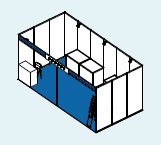 2 booths / 1 side open plan